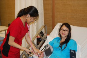 taking blood pressure